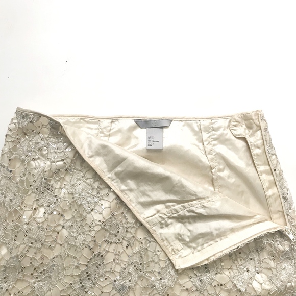 H&M Lace + Sequins Off-White Mini Skirt - Picture 3 of 4